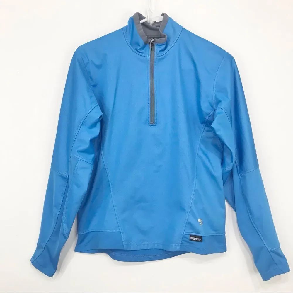 Mountain Hardwear Blue Gray Windstopper Quarter Zip Performance Layer Pullover